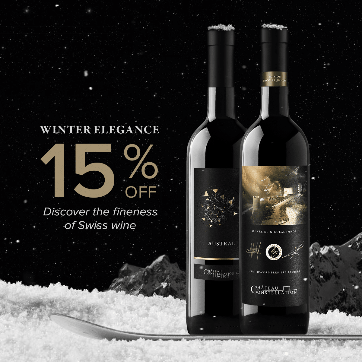 Winter Elegance. -15% aus. Entdecken Sie die Feinheit des Schweizer Weins.